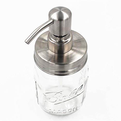 CHBKT Mason Jar Soap Dispenser, Silver Rust Proof Stainless Steel Lotion Dispenser with 16 Ounce Regular Mouth Mason Jar, Bathroom Accessories - Thumbnail 4