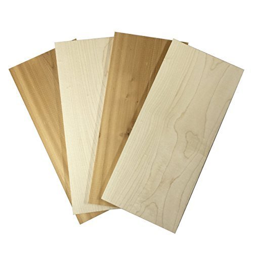 Premium Grilling Planks - Give an amazing smokey flavor - 4 pack (2 Sugar Maple Planks and 2 Eastern White Cedar Planks) - 5-1/4"x12"x1/4"