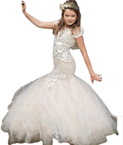 Chupeng Elegant Dresses Mermaid Flower Girl Dresses Appliques Cute Little Girl Pageant Gown for Wedding Party