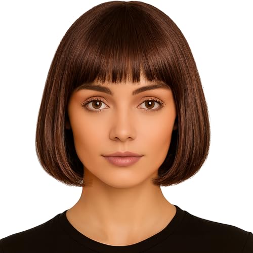 Short Bob Wigs for Women Fancy Dress - 12 Inch Synthetic Short Hair Wigs for Women - Ladies Bob Straight Hair as Anime Cosplay, Halloween Costume Accessories, 70s and 80s Fancy Dress Accessories โ image 1