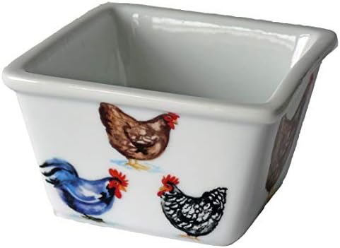Small Chicken Design deep Square Dish for Individual portions or Servings (2 DISHESW)