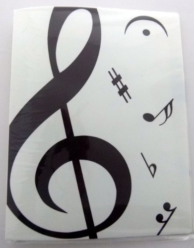 Music Themed 20 Pockets Plastic Folder Display Book Soft Cover – White Treble Clef Design