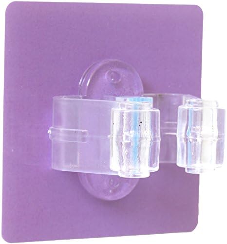 Swiffer Holder, Broom Gripper - holding umbrella, tool, mop, Advanced Adhesive Formula, 100% adhere on tile, granite, concrete wall, door, ...Removable, No Drilling (Violet Purple)