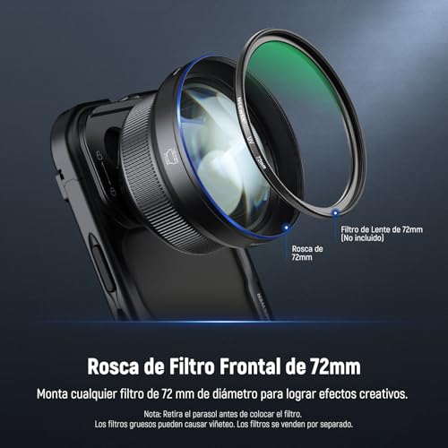 NEEWER HD 85mm Telefoto Lente Telefóno Solo para 17mm Rosca Placa Posterior,Aumento 2.5X Compatible con SmallRig Phone Cage Carasca para iPhone Samsung con Adaptador 17mm Lente y Parasol,LS-59