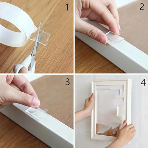Heavy Duty Double-Sided Clear Transparent Nano Tape Reusable Strong Stick Mounting Gel Double side Clear Tape Two faced Double face sticky-Washable, Reusable-UAE شريط جل نانو مزدوج الوجه