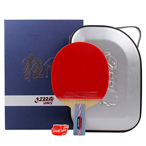 DHS Table Tennis Racket Ping Pong Paddle Hurricane No.1 (Short-Handle) Double Pimples-in Bats Pen-Hold Grip