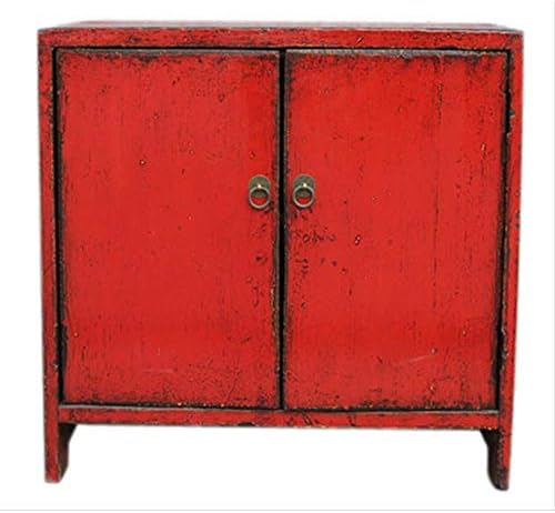 Etnicart - Red lacquered Chinese cabinet-62x61x38-High quality