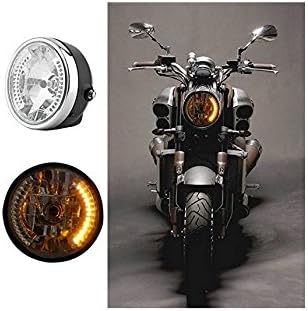 FuriAuto 8 Inch Motorcycle Headlight Project Amber LED with Turn Signal