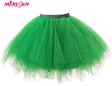Women Black 50s 80s costume Vintage petticoat bubble tulle party accessory tutu (Green, S/M(22"~36"))