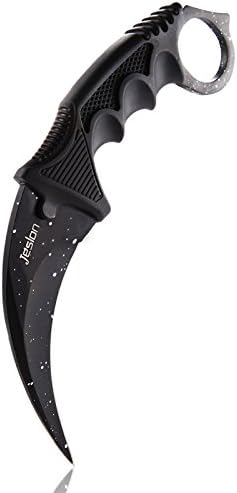 Jeslon Stainless Steel Tactical Karambit Hawbill Knife with Sheath and Cord,Survival Defense Claw Fixed Knife for Outdoor Hunting Camping Hiking Tools