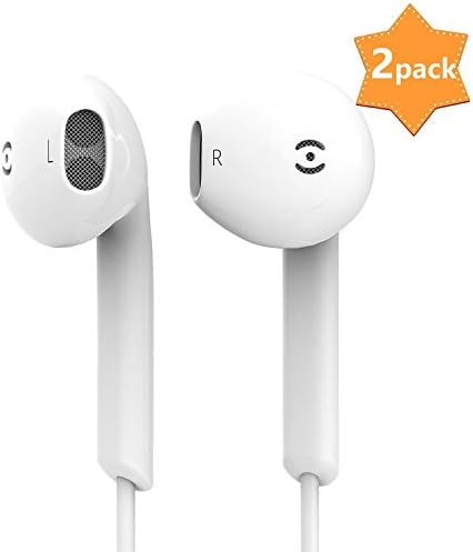 2 Pack Earbuds,Supcibel Wired Earphones In-Ear Stereo Headphones With Microphone and Remote Control for iPhone 6s 6 5s 5 Plus 5c SE iPad iPod Touch Android Samsung Galaxy