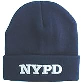 NYPD Torkia - Official Licensed Beanie Winter Hat with Lettering (Navy w/White Lettering)