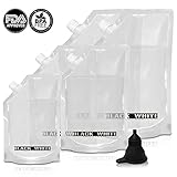 (5) Black & White Label Premium Plastic Flasks Liquor Rum Runner Flask Cruise Kit Sneak Alcohol Drink Wine Pouch Bag Set Heavy Duty Concealable Flasks For Booze (2x32oz + 2x16oz + 1x8oz + Funnel)