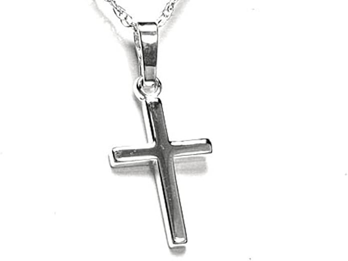 Solid Sterling Silver Childs Cross With 16" Chain, Gift Boxed, Made in