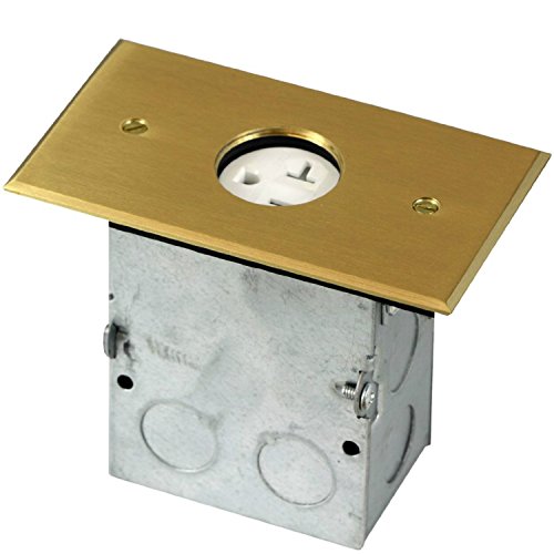 TOPGREENER 975547-C Floor Box 1-Gang Receptacle 20A Tamper with Weather Resistant Single Receptacle, Brass