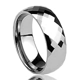 Unisex Men's 8MM Tungsten Comfort Fit Wedding Band Ring Multi Faceted High Polish Dome Ring ( Size 7 to 14)