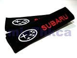 SUBARU Exquisite Embroidered Badge Comfortable Seat Belt Shoulder Pad Cover Velcro Opening Black 1 Pair