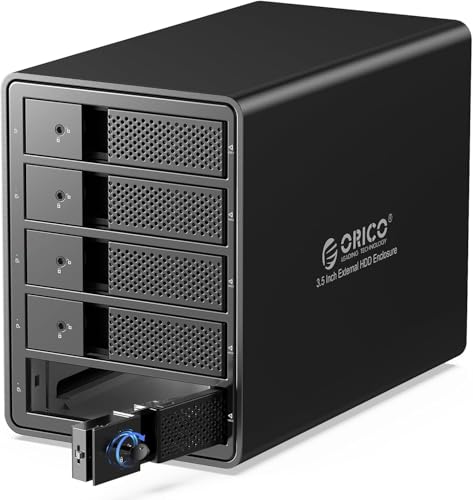 ORICO External Hard Drive Enclosure, USB 3.0 a SATA Raid Aluminium Hard Drive Enclosure for 3.5 Inch HDDs and SSDs, Supports Raid 0/1/5/10, 5x16TB(9558RU3)