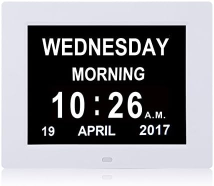 [2017 Upgraded] Day Alarm Clock - Extra Large Impaired Vision Digital Clock with Extra Large Non-Abbreviated Day &amp; Month.8" Clock,Alarm Clock,Wall Clock Perfect For Senior