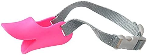Quno Dog Muzzle Soft Silicone Duckbill Mouth Sleeve Anti-biting Barking Dog Adjustable Safety Muzzle Duckbill Mask Pink L