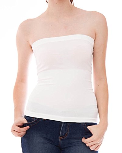 Plain Stretch Seamless Strapless Layering Tube Top One Size Fits All White