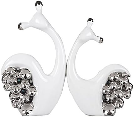 NYDZ White Ceramic Snails Ornaments 2 Pieces - Creative Living Room Silver Plated Resin Decorations Crafts Applicable