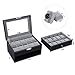 BEWISHOME Watch Case, 20-Slot Watch Box Organizer for Men Watch Case with Large Glass Lid Watch Travel Case Removable Watch Pillows, Mens Jewelry Box Watch Display Case, Watch Storage, Black SSH04B
