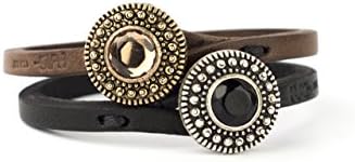 Genuine Italian Leather Bracelet in Multiple Color Combinations | Stone Closure | Handcrafted in Italy (Ginger)