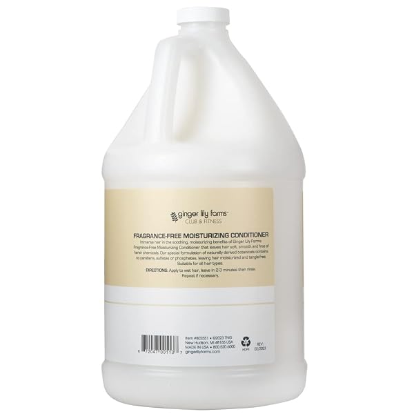 GINGER LILY FARMS CLUB & FITNESS MOISTURIZING CONDITIONER FOR DRY HAIR, 100% VEGAN & CRUELTY-FREE, FRAGRANCE FREE, 1 GALLON (128 FL OZ) REFILL