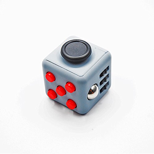 Fidget Cube Toy Relieves Stress ADHD Anxiety And Helps Focusing for Kids & Adults (Dark Grey/Red)