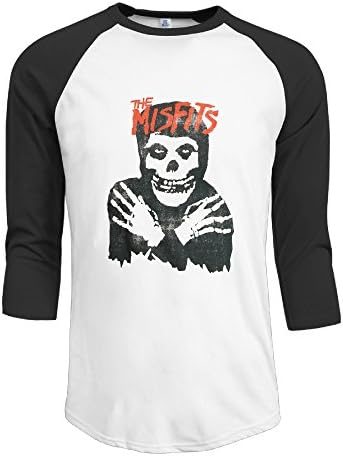 Misfits Classic Skull Men Vintage 3/4 Sleeve Raglan Tee Shirts