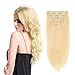 Real Clip in Hair Extensions Blonde 8 Pieces - Premium Women Straight Double Weft Thick Remy Hair Extensions Clip in on Human Hair for Short Hair (18