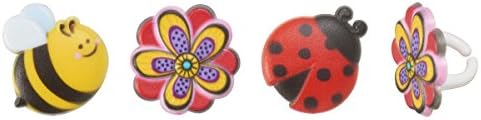 Spring Blossom Ladybug And Bumble Bee Cupcake Rings 24 Pc