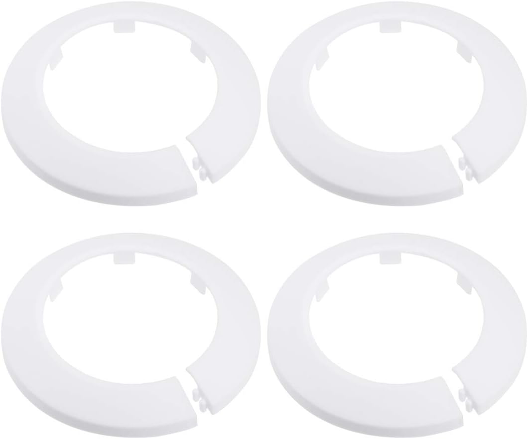 sourcing map 75mm Pipe Cover Decoration PP Plastic Water Pipe Escutcheon White 4pcs, 76.5 mm