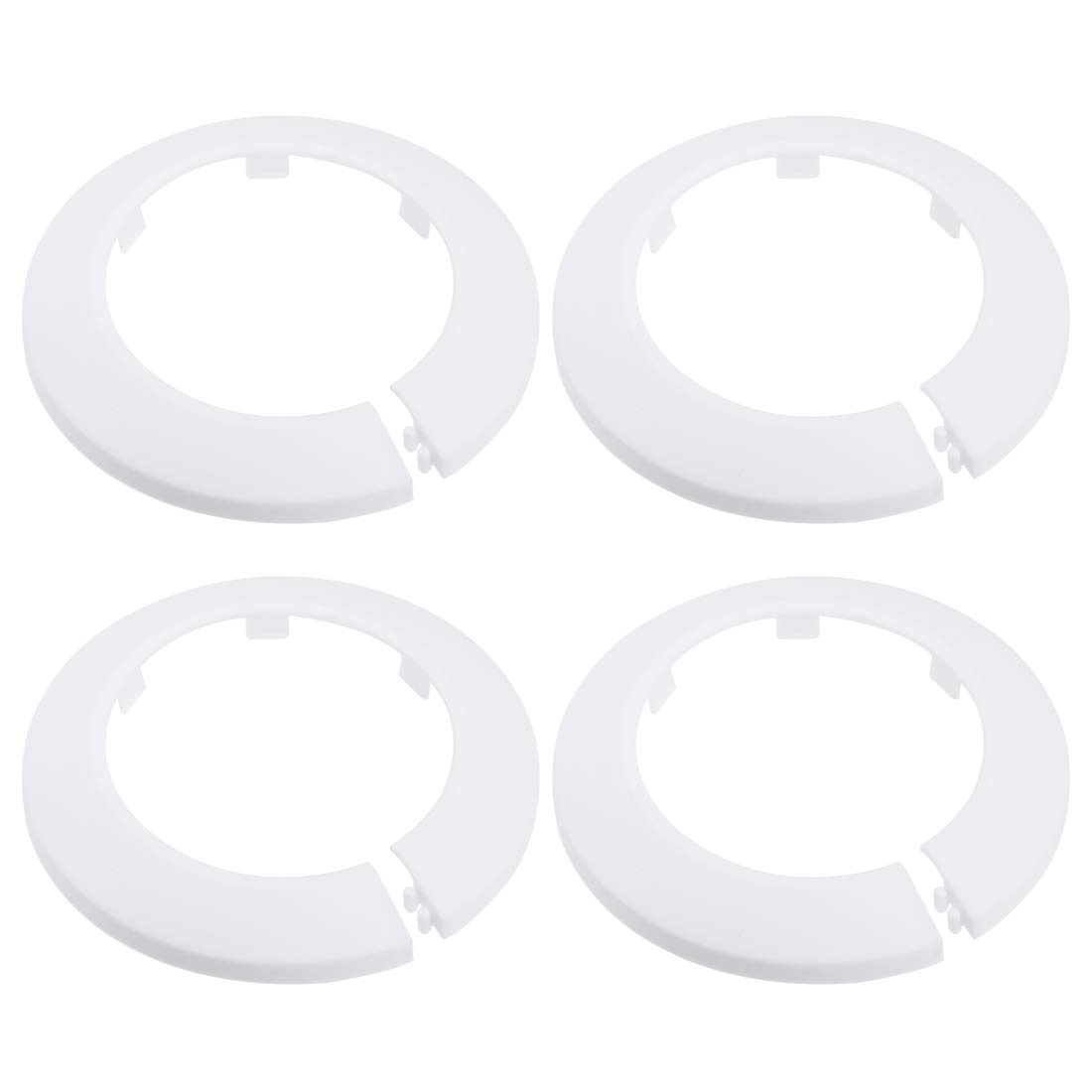 sourcing map 75mm Pipe Cover Decoration PP Plastic Water Pipe Escutcheon White 4pcs