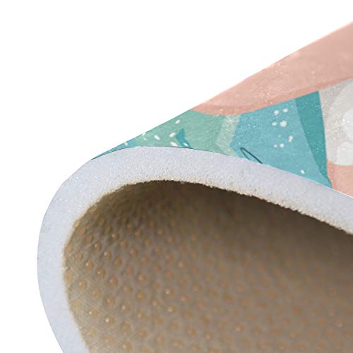 Jiayangzi Mermaid Little Fish Area Rug Non-Slip Backing Floor Carpet Modern Geometric Rugs Home Decorator Indoor Outdoor Floor Runner Accent Mat for Living Room Bedroom Kids Room 31x20 in