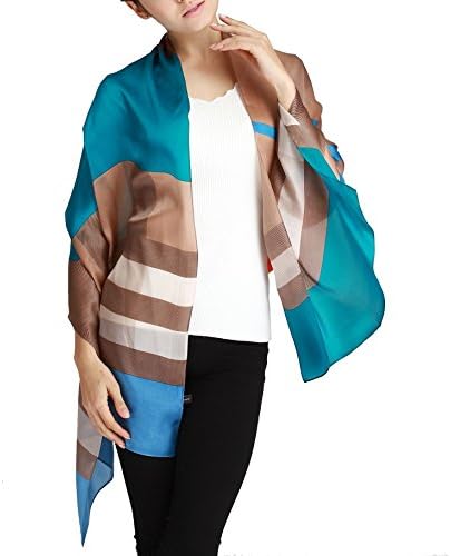 Butterfly Rose 100% Mulberry Silk Fashion Pattern Long Scarf Shawl Wrap 71" X 28" (S4 Dark Green)