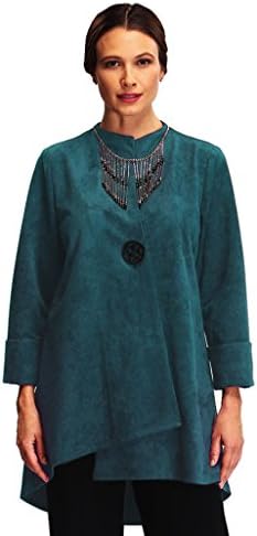 IC Collection Asymmetrical Faux Suede Jacket in Teal 1945J