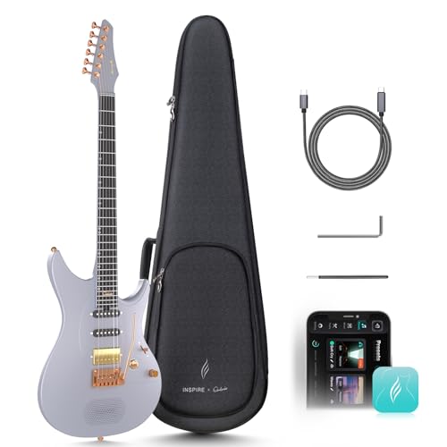 Enya Inspire 39" Smart Carbon Fiber Electric Guitar with 15W Wireless Speaker, 20 Different Sounds Built-In Presets, Charging Cable, Adjustment Key and Case