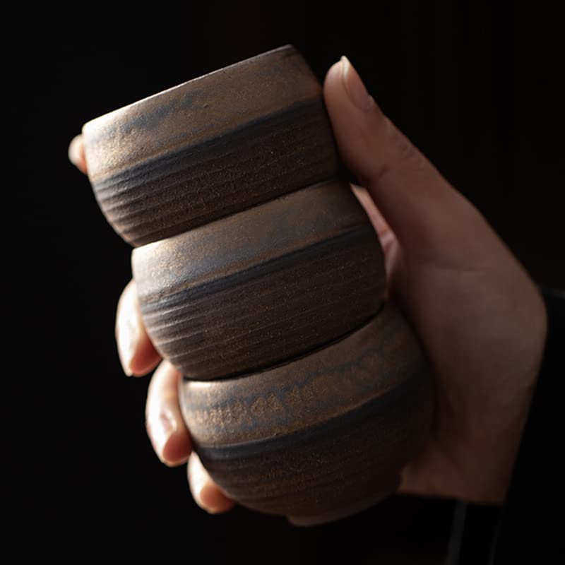 (Set of 6)Handmade Small Clay Pottery Teacup Set Japanese Asian Tradition Aesthetic Ceramic Porcelain Tea Cup Chado Zen