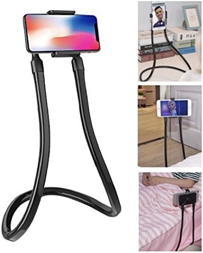Lazy Neck Phone Holder and Tablet Universal Stand Hanging on Neck DIY 360 Degree Rotating Bracket Gooseneck Mount with Multiple Functions New and Improved Design for Smartphone and Tablet 2 in 1