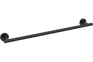 USATURE Matte Black Towel Bar, 24 Inch Towel Rack for Bathroom Wall-Mounted, SUS304 Stainless Steel, Total Length 26 Inch