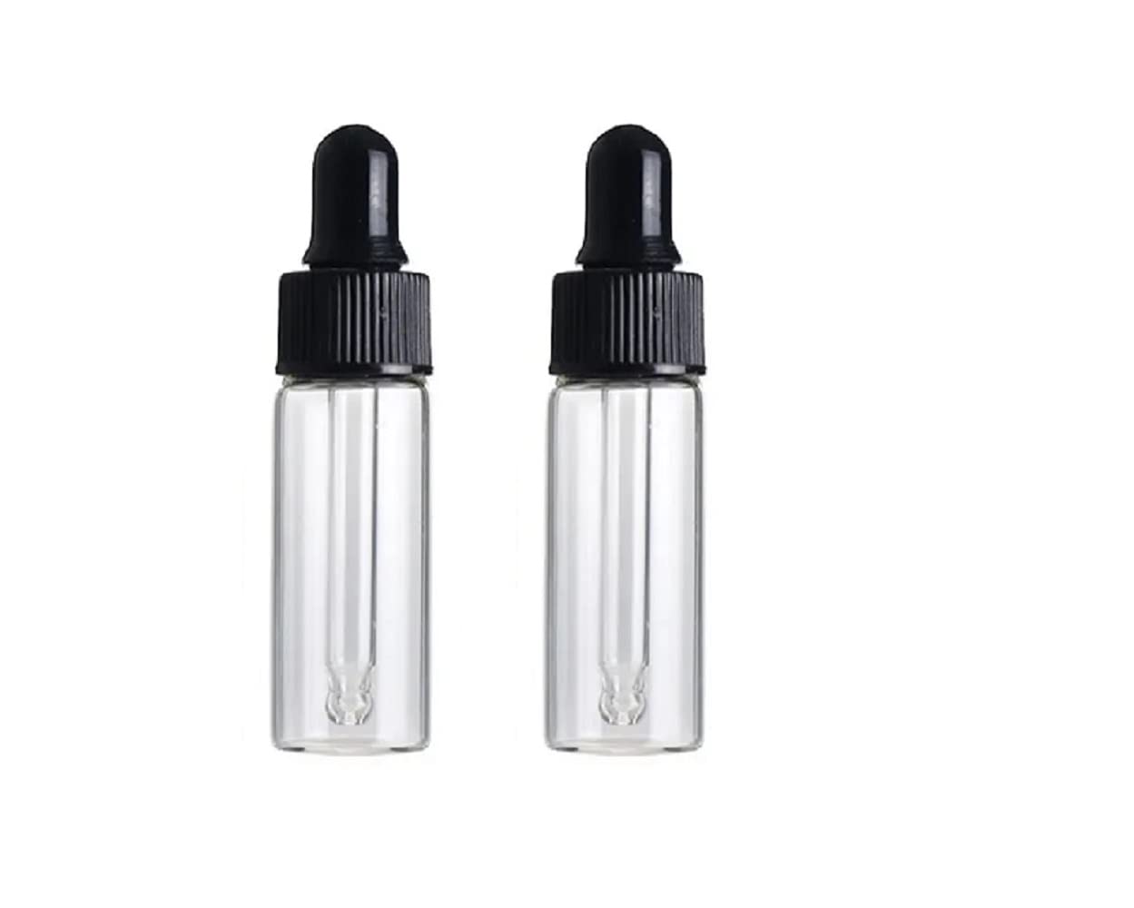 CMJ™ 2 x 5ml CLEAR Glass Bottles Ear Eye Drops Pipette Dropper Aromatherapy Empty