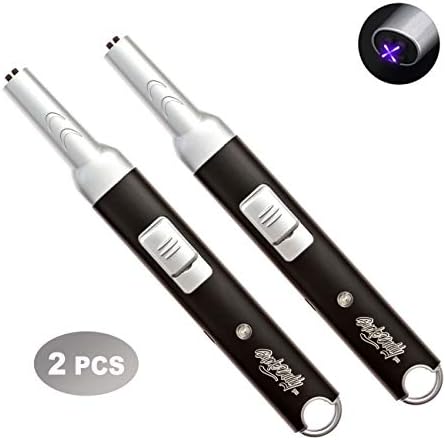 Electric Plasma Arc Long Lighter by SmokeDaddy Pro - USB Rechargeable, Windproof and Butane Free - Also Lights Cigarettes, Cigars and Candles (2 Pack)