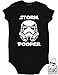Daft Baby ~ Funny Storm Pooper Onesie Bodysuit & Baby on Board Sticker Black (6-Months)