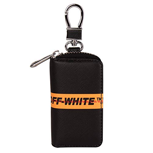 Leather Car Smart Key Chain Universal Key Holder Bag Black Zipper Case Cover Wallet Bag Shell Fob Ring (P Two)