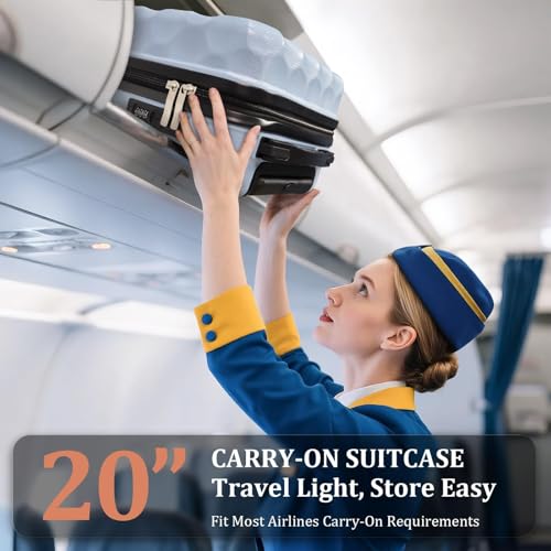 Aklsvion Set of 3 Suitcases 20/24/28 Inches - Hard Case, Built-in Lock, 360° Multidirectional Wheels, Trolley Suitcase for Travel, Blue, Rigid