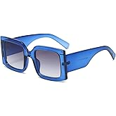 YAMEIZE Vintage Oversized Sunglasses for Women Men Trendy Square Frame UV400 Protection Sun Glasses