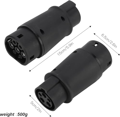 EVGATSAUTO Adaptador de Carga EV, Tipo 1 a Tipo 2 Conector de Cargador EV Adaptador de Carga de Vehículos Eléctricos Protección IP54 16A 32A 230V Universal