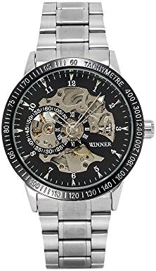 SOAO Casual Mens Watch Automatic Mechanical Wristwatch Stainless Steel Link Brand Men Wristwatch(Silver)